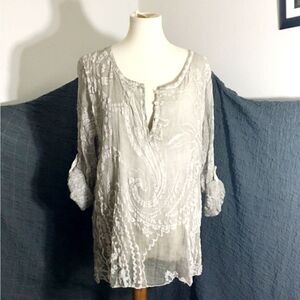 Scandal 100% Silk Boho Top Size M